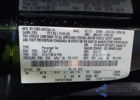 2015 Ford Focus Se из США, поврежденный, VIN 1FADP3F22FL344613